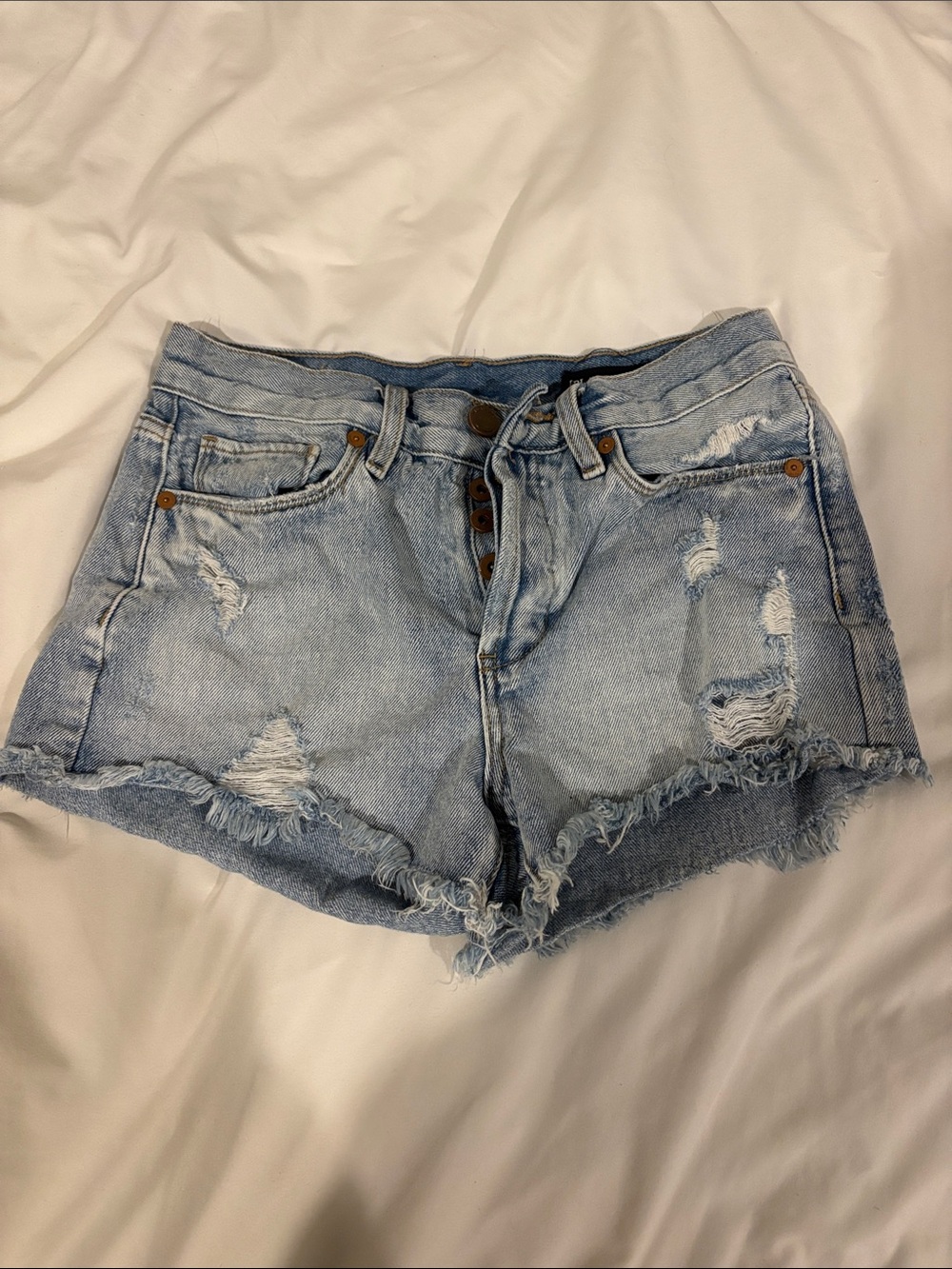 Blank NYC Light Wash Distressed Denim Shorts